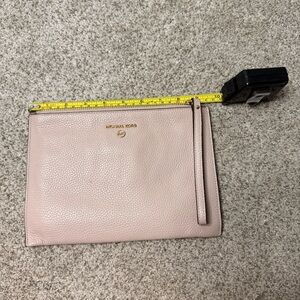 Michael Kors pink pebbled leather wristlet clutch
